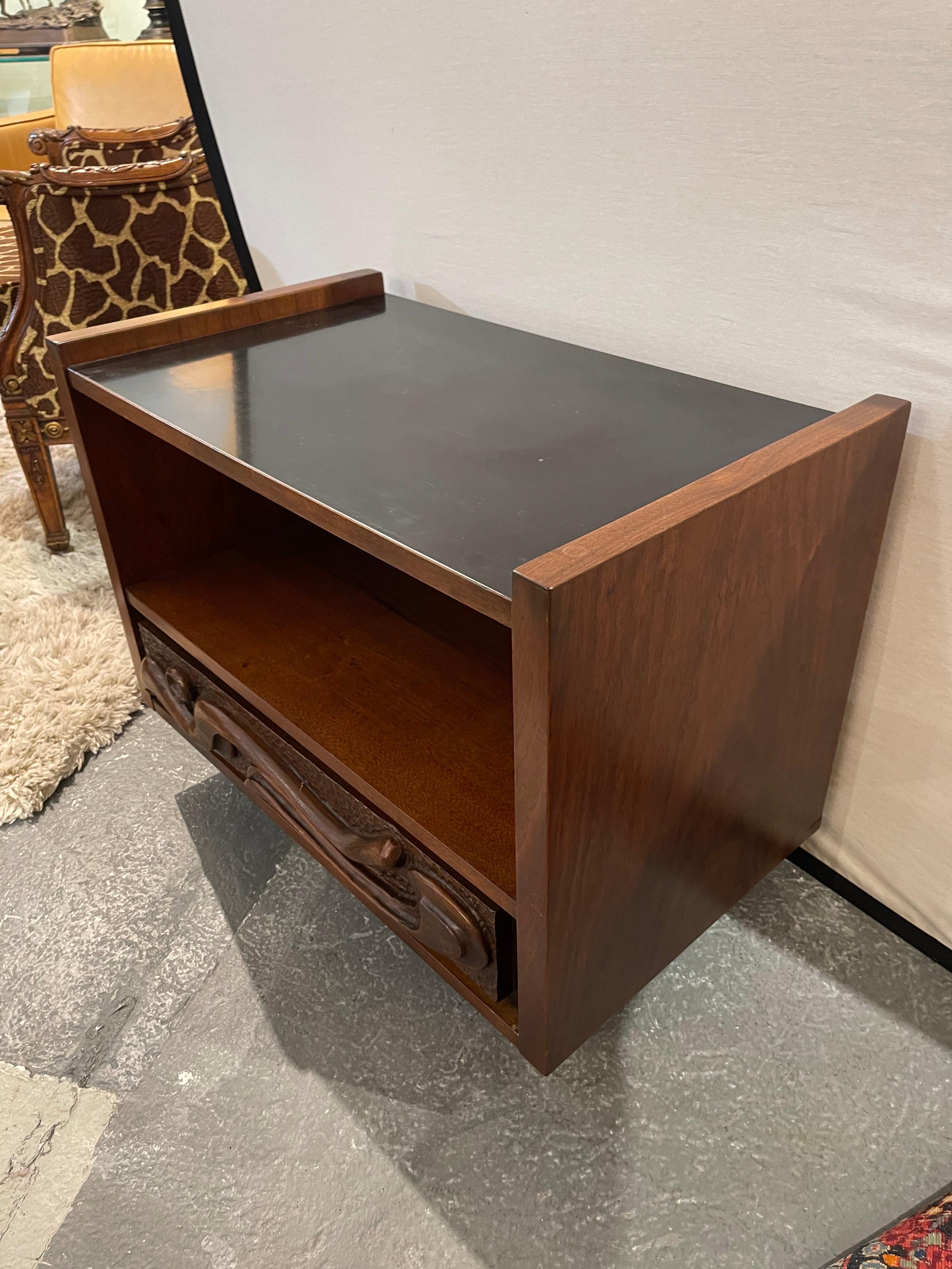 Pulaski Signed Brutalist Mid Century Entertainment Side Table Oceanic Witco For Sale 2