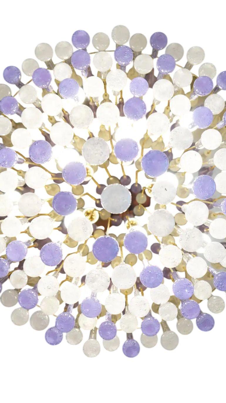 Pulegoso & Alexandrite Glass Drop Flush Mount Chandelier by Franco Luce, 1980. For Sale 1