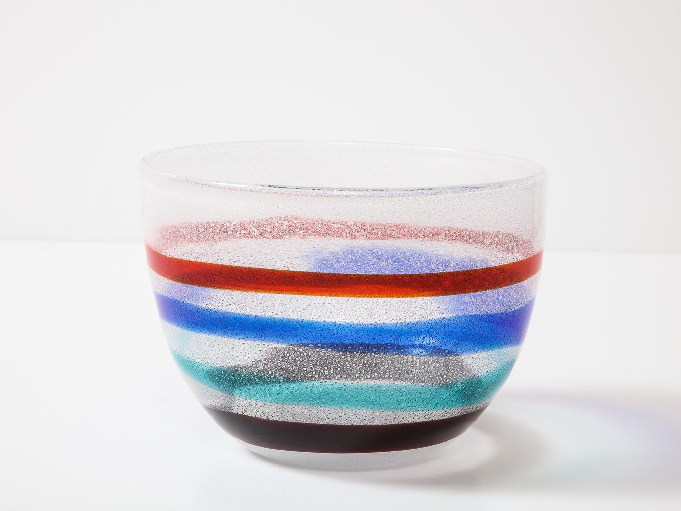 Mid-Century Modern Pulegoso Glass Bowl by Fulvio Bianconi for Cenedese For Sale