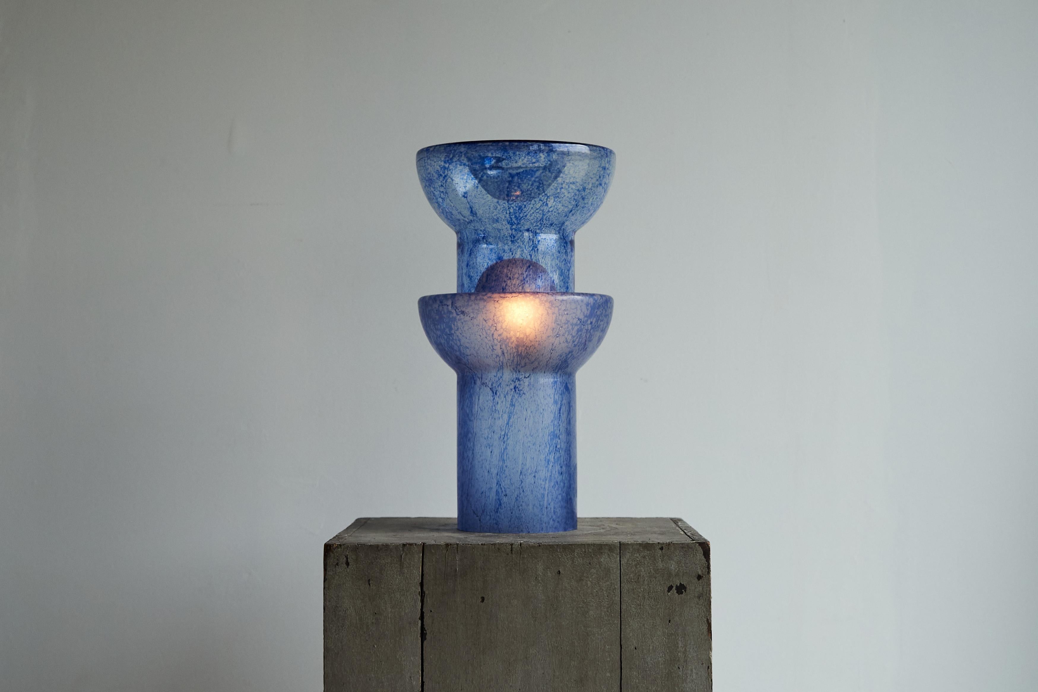 Italian 'Pulegoso' Murano Glass Table Lamp Sculpture Italy 1970s For Sale