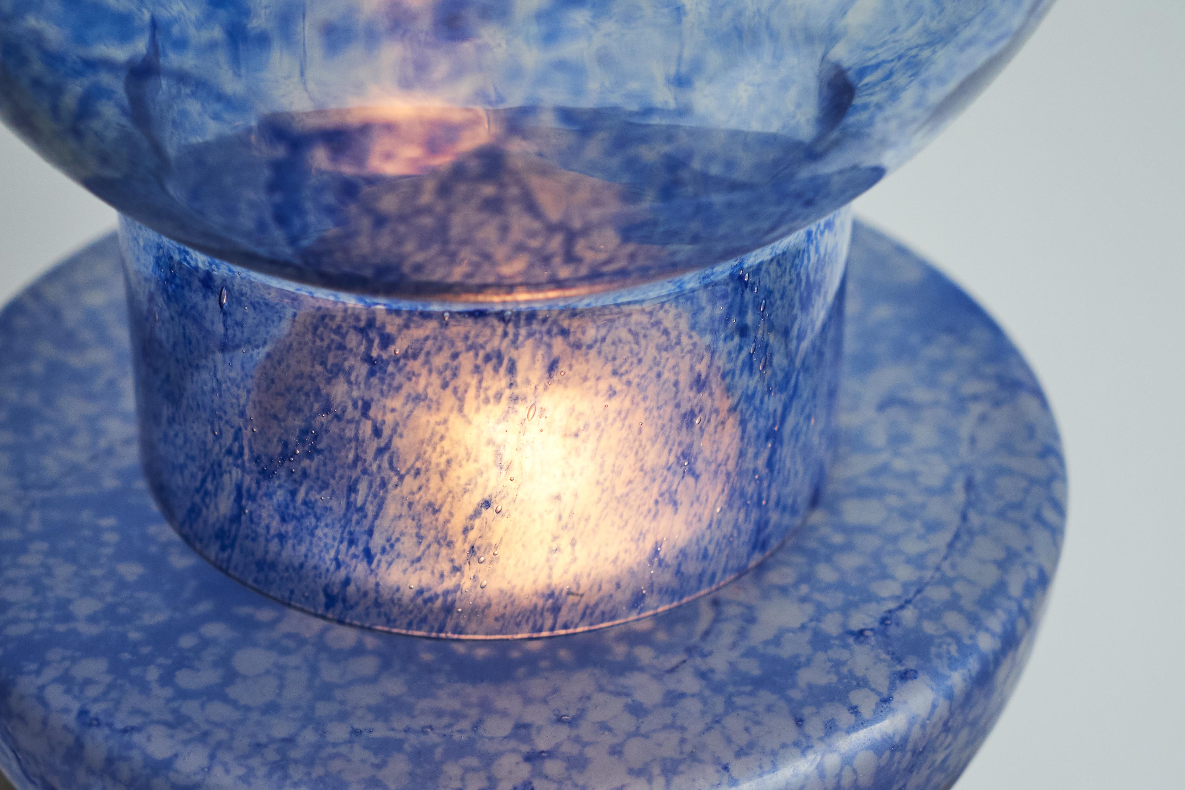 Art Glass 'Pulegoso' Murano Glass Table Lamp Sculpture Italy 1970s For Sale