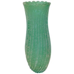 Pulegoso Murano Vase in Vibrant Green Monumental in Size