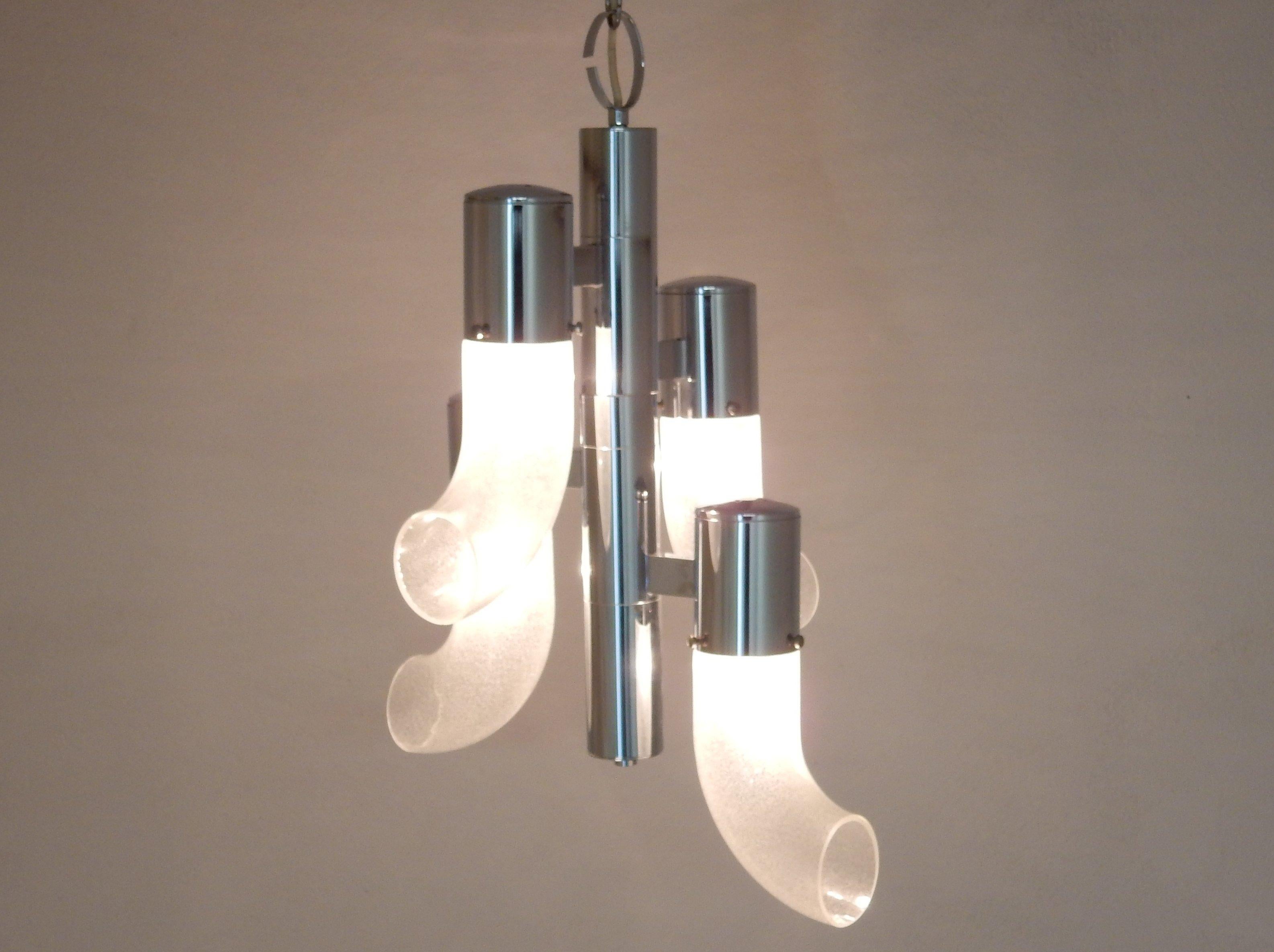 Mid-Century Modern 'Pulegoso' Pendant Chandelier by Aldo Nason for Mazzega, Murano, Italy, 1960s For Sale