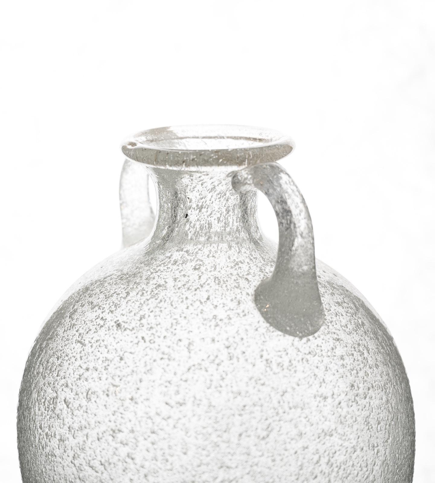 Italian Pulegoso Two-Handled Seguso Vase For Sale