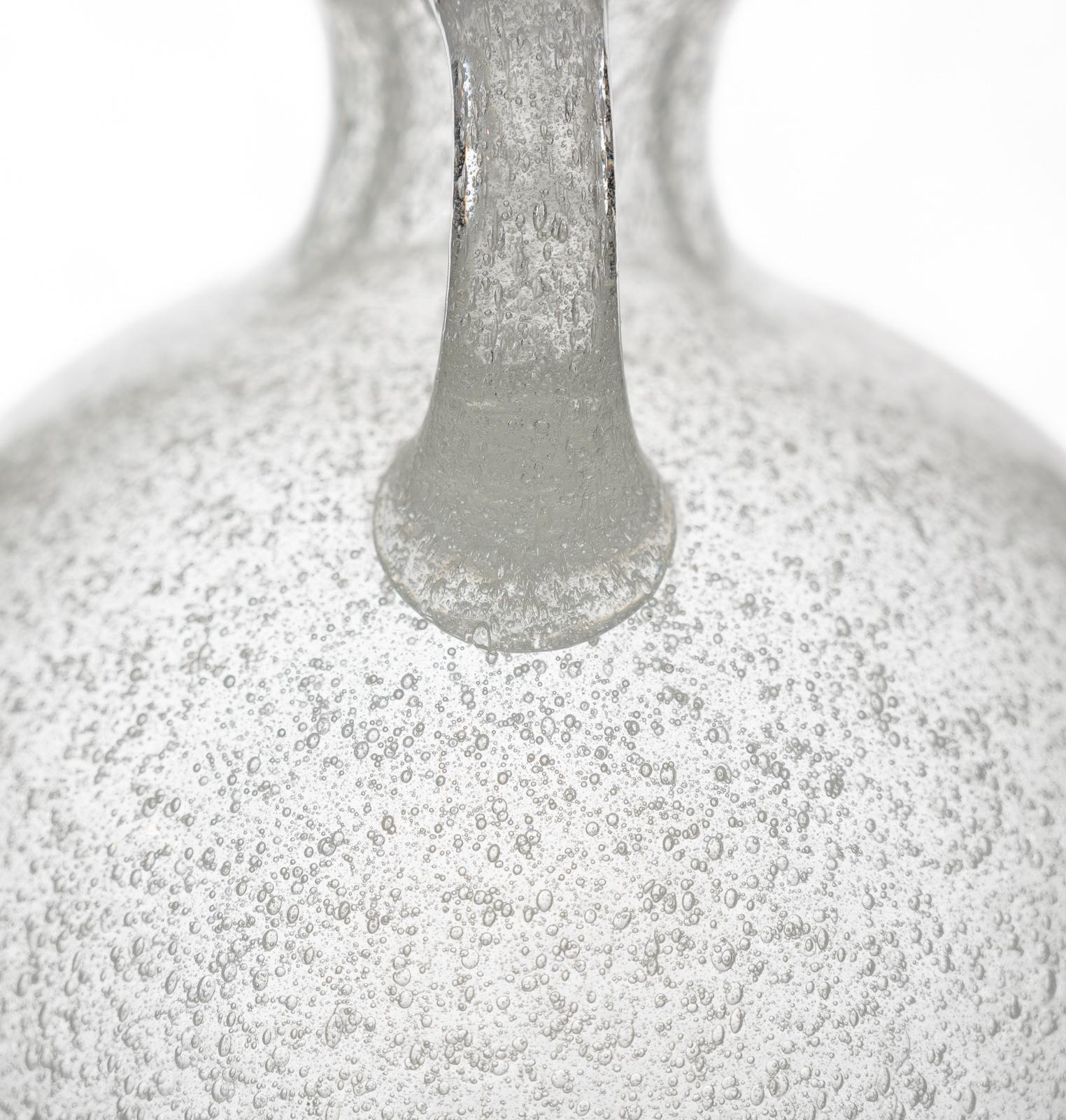 Murano Glass Pulegoso Two-Handled Seguso Vase For Sale