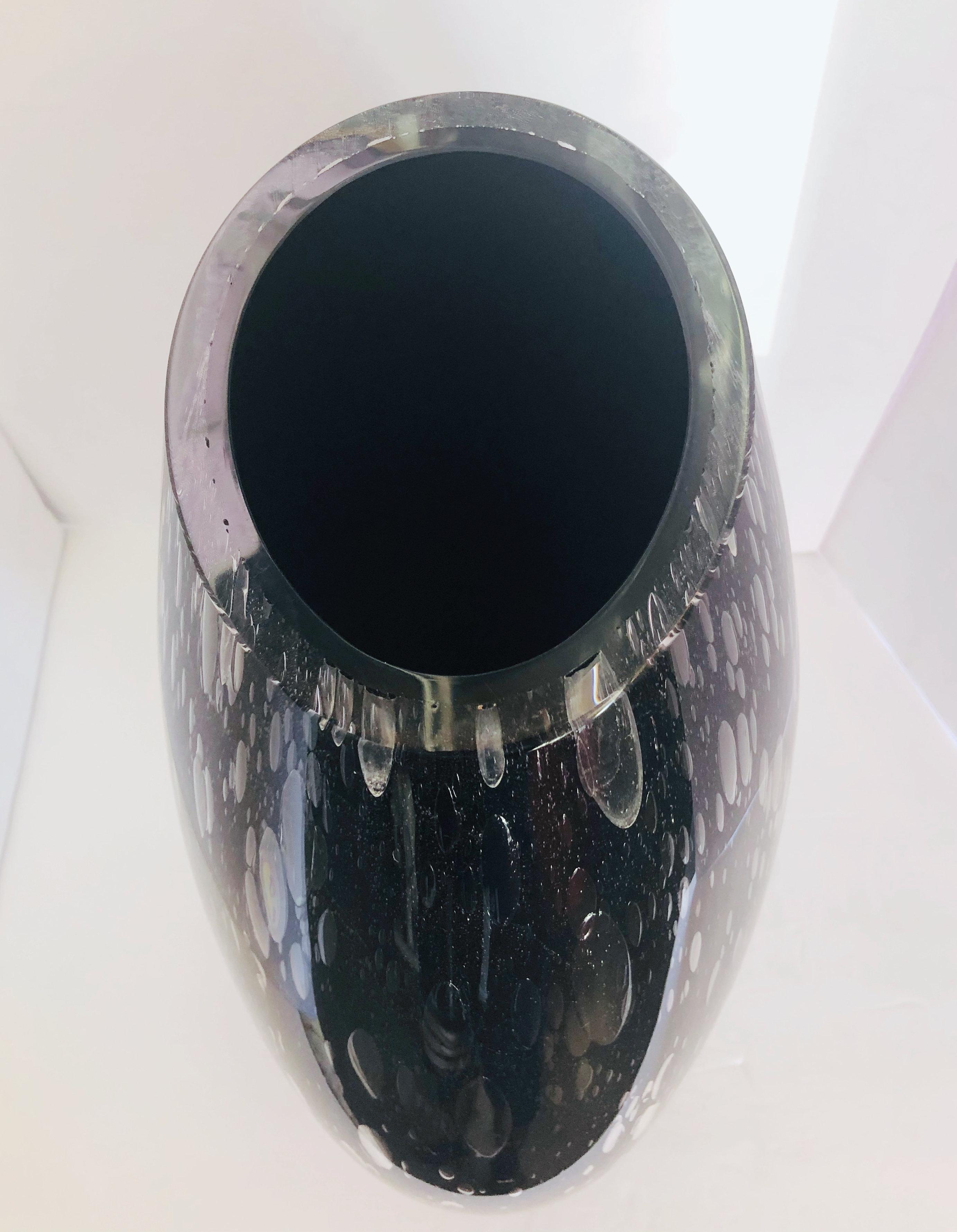 Blown Glass Black Vase by Alberto Donà