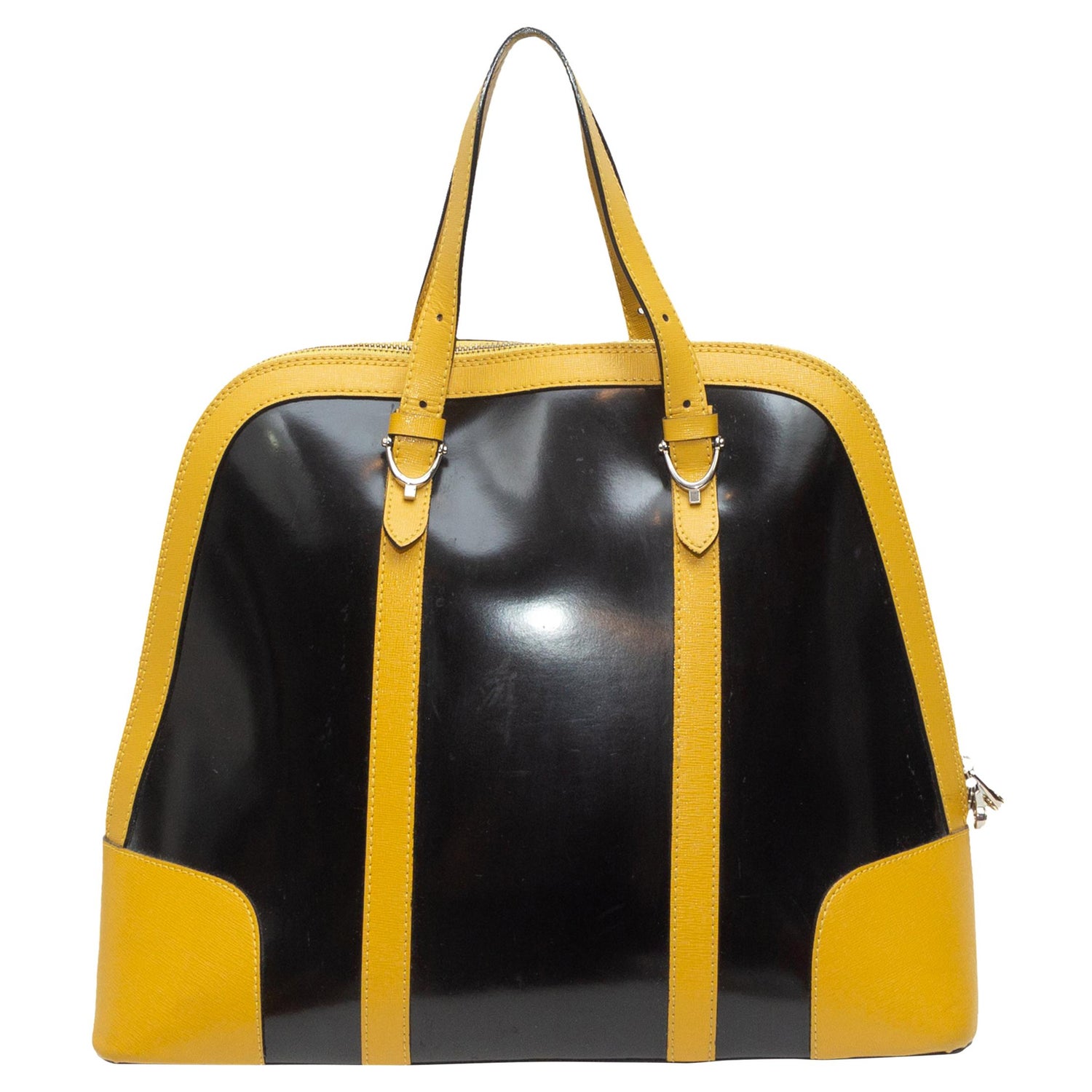 Pulicati Black and Yellow Leather Handbag at 1stDibs