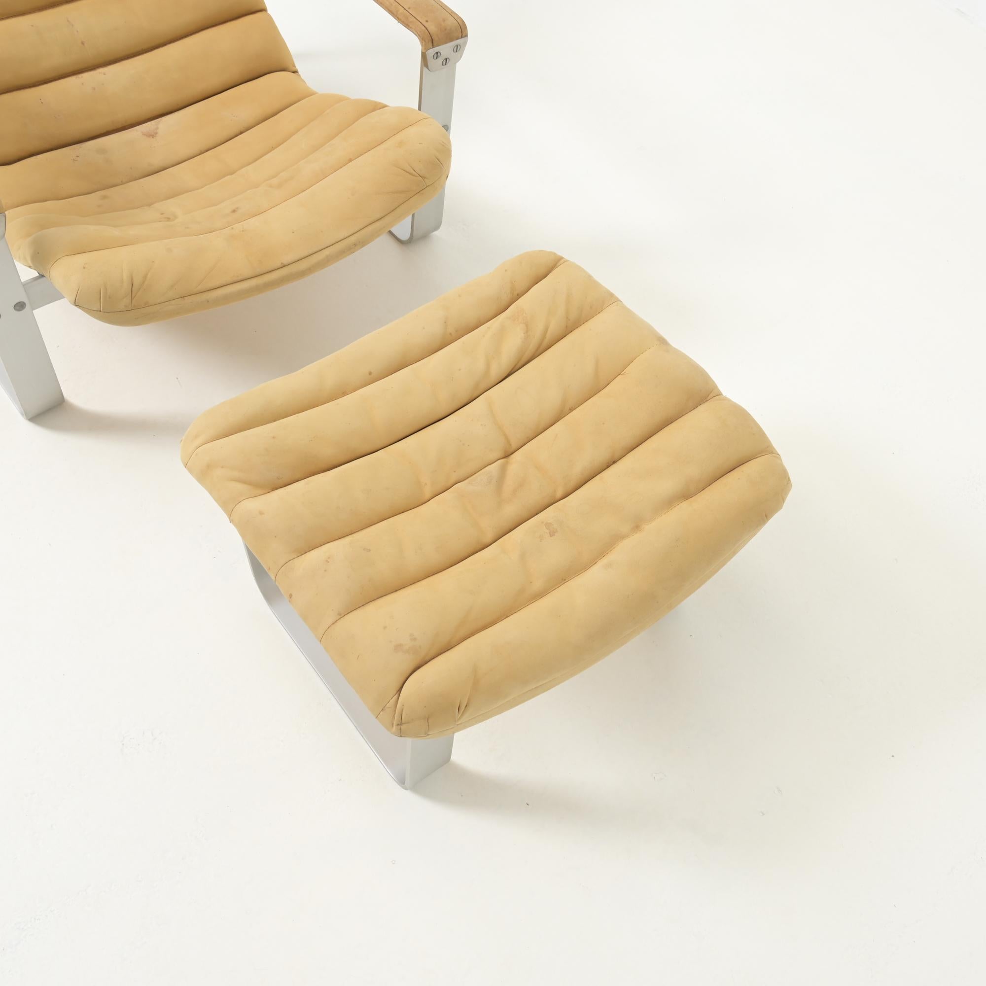 Pulkka Armchair with Ottoman by Ilmari Lappalainen for Asko In Good Condition In Vlimmeren, BE
