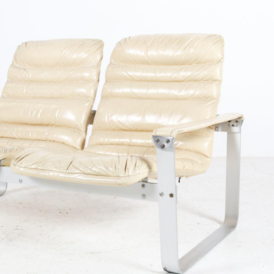 Pulkka Leather Two Seater Sofa by Ilmari Lappalainen for Asko 1