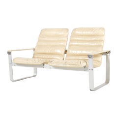 Pulkka Leather Two Seater Sofa by Ilmari Lappalainen for Asko