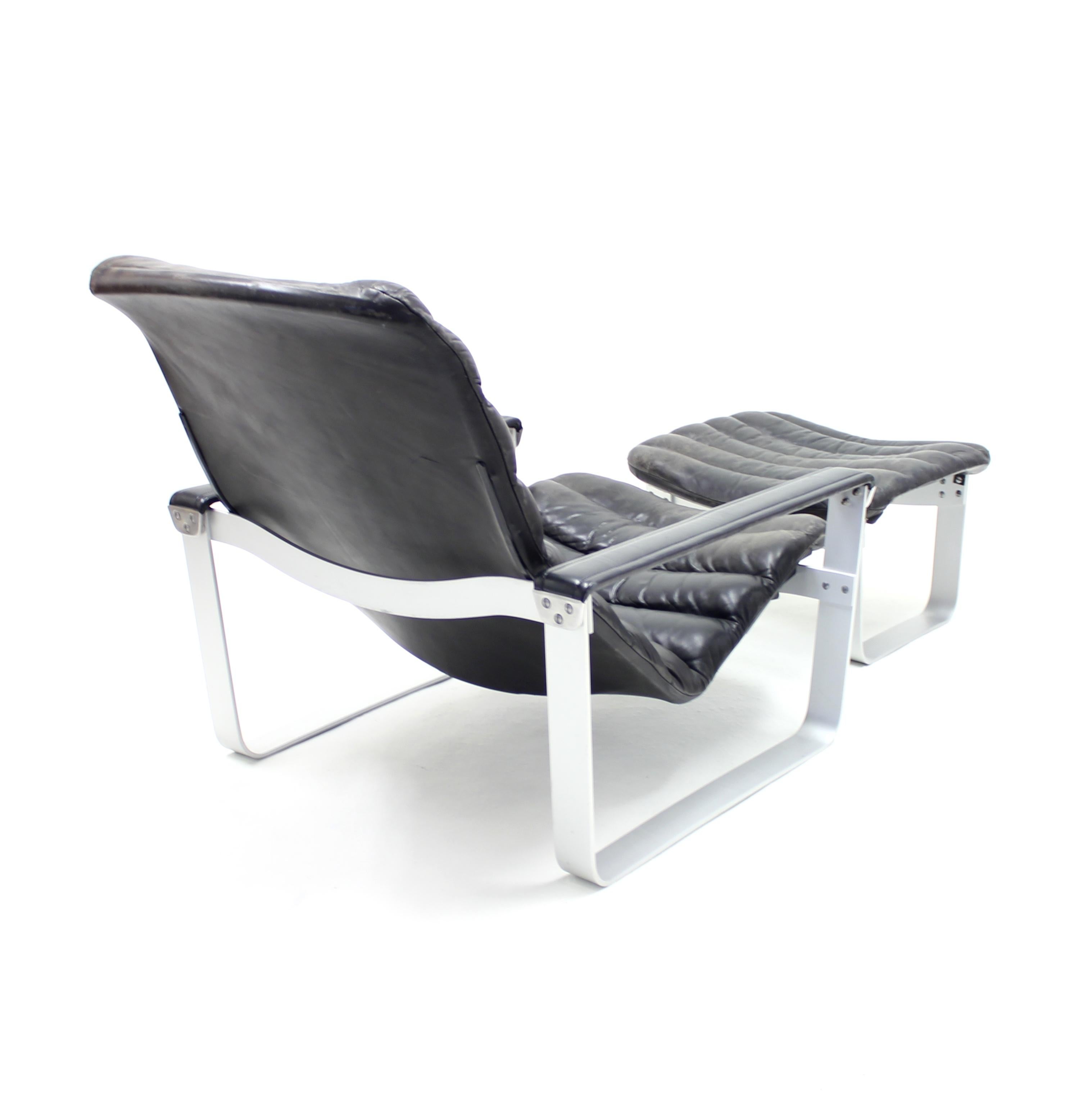 Pulkka Lounge Chair with Ottoman by Ilmari Lappalainen for ASKO, 1960s 2