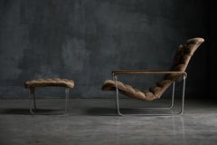 Silla de salón Pulkka con otomana de Ilmari Lappalainen para Asko, Finlandia, años 60