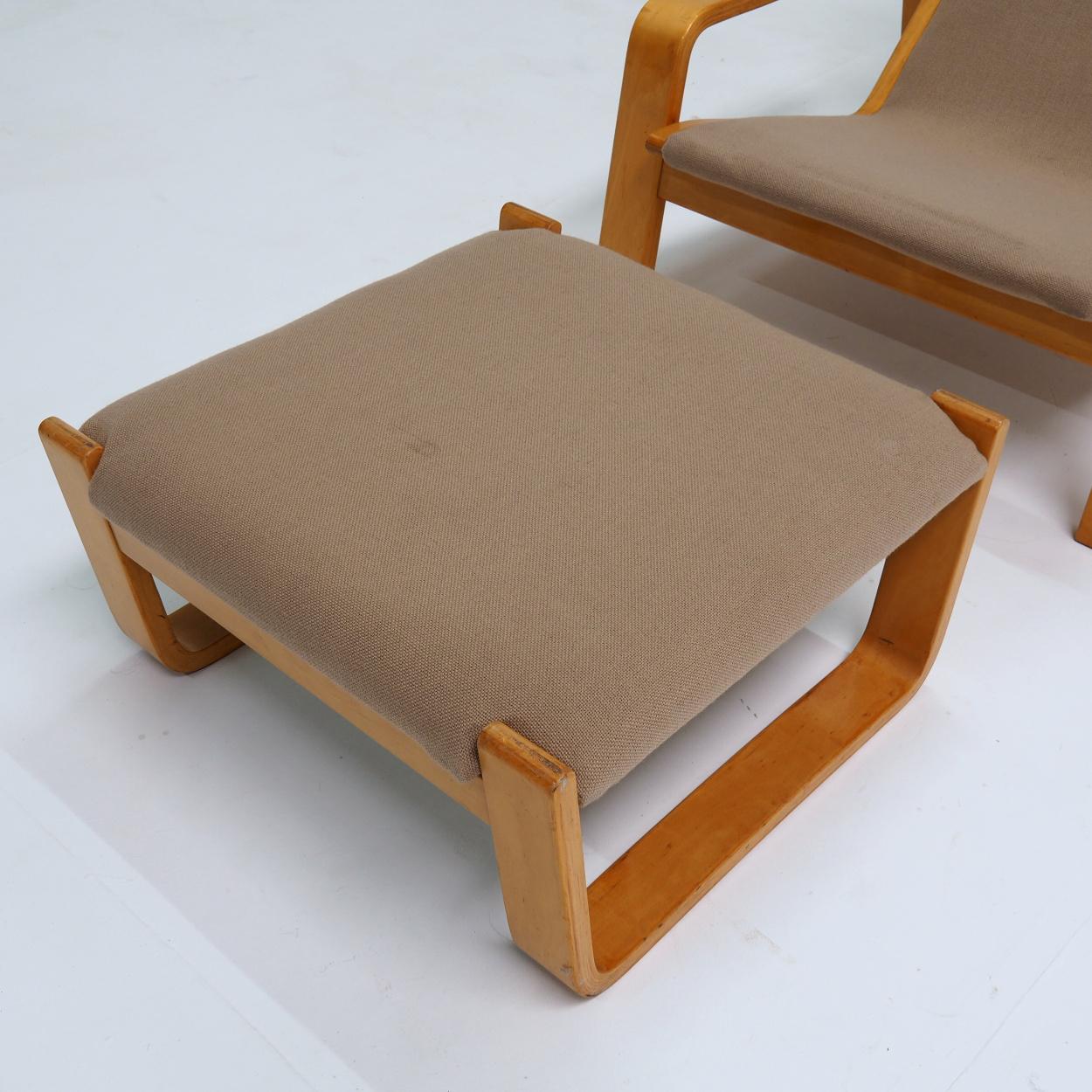 Salon 'Pulkka' avec pouf et repose-tête par Ilmari Lappalainen pour Asko en vente 4