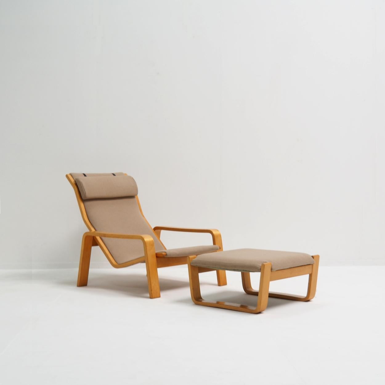 Mid-Century Modern Salon 'Pulkka' avec pouf et repose-tête par Ilmari Lappalainen pour Asko en vente