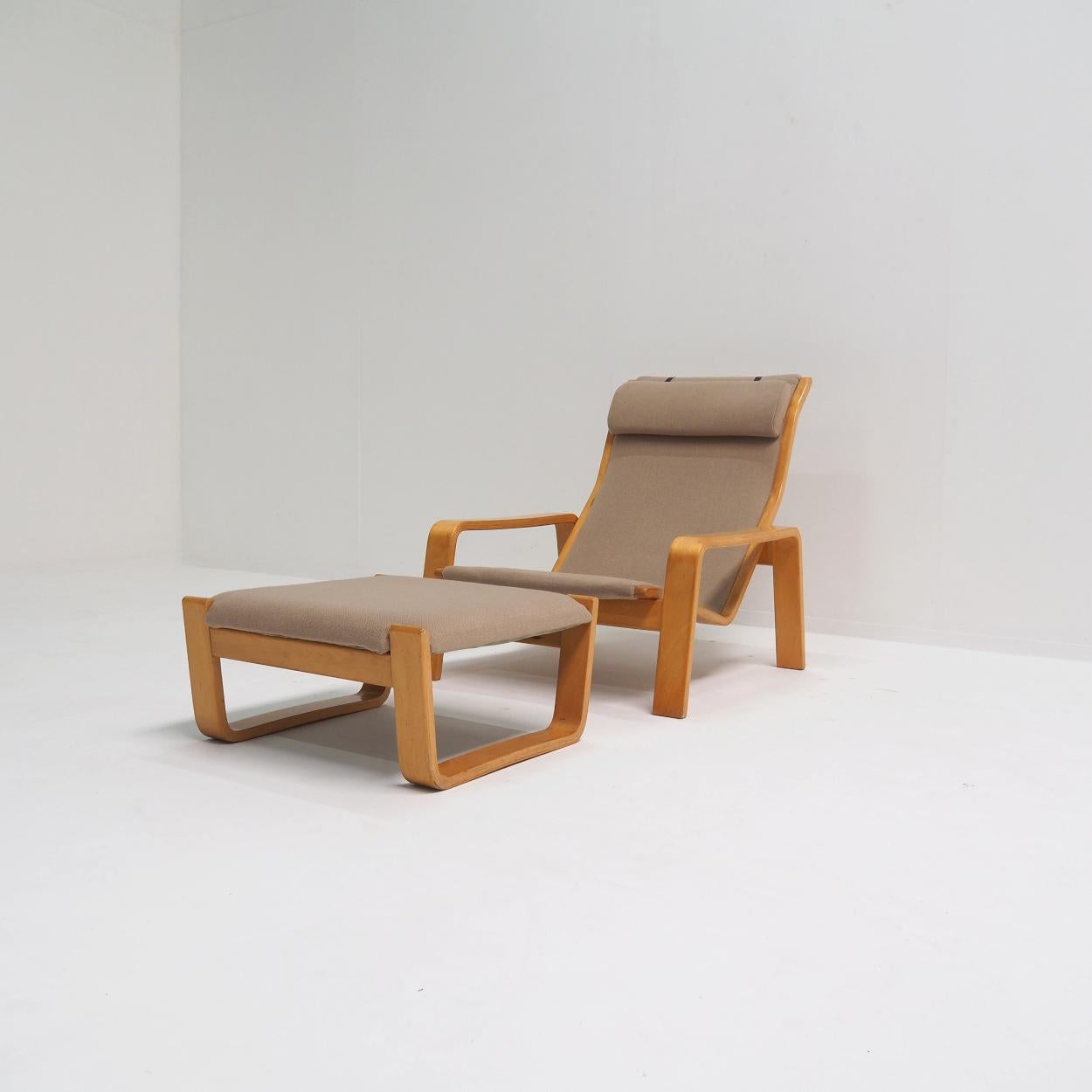 Tissu Salon 'Pulkka' avec pouf et repose-tête par Ilmari Lappalainen pour Asko en vente
