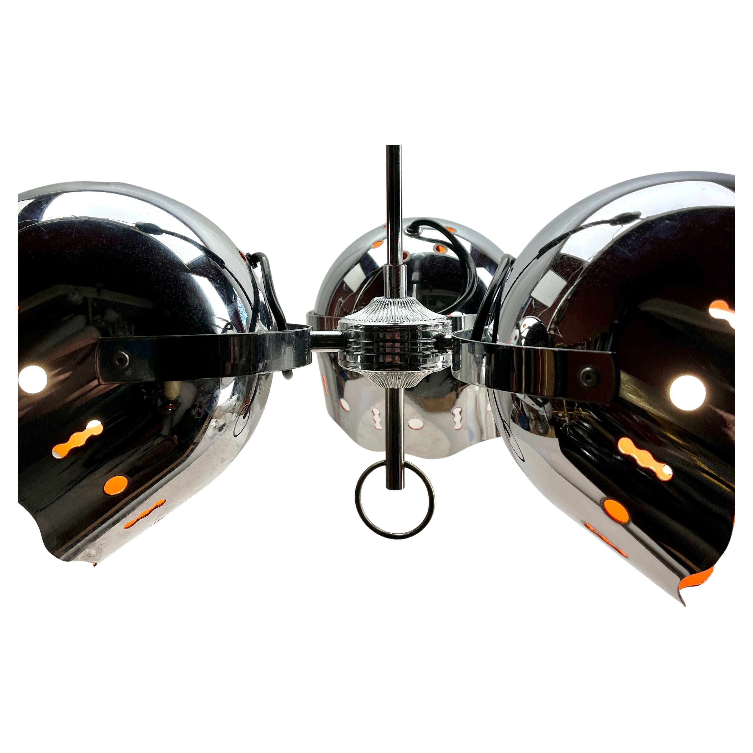 Lampada a sospensione con 3 luci a forma di bulbo oculare Goffredo Reggiani, 1960s in vendita 5