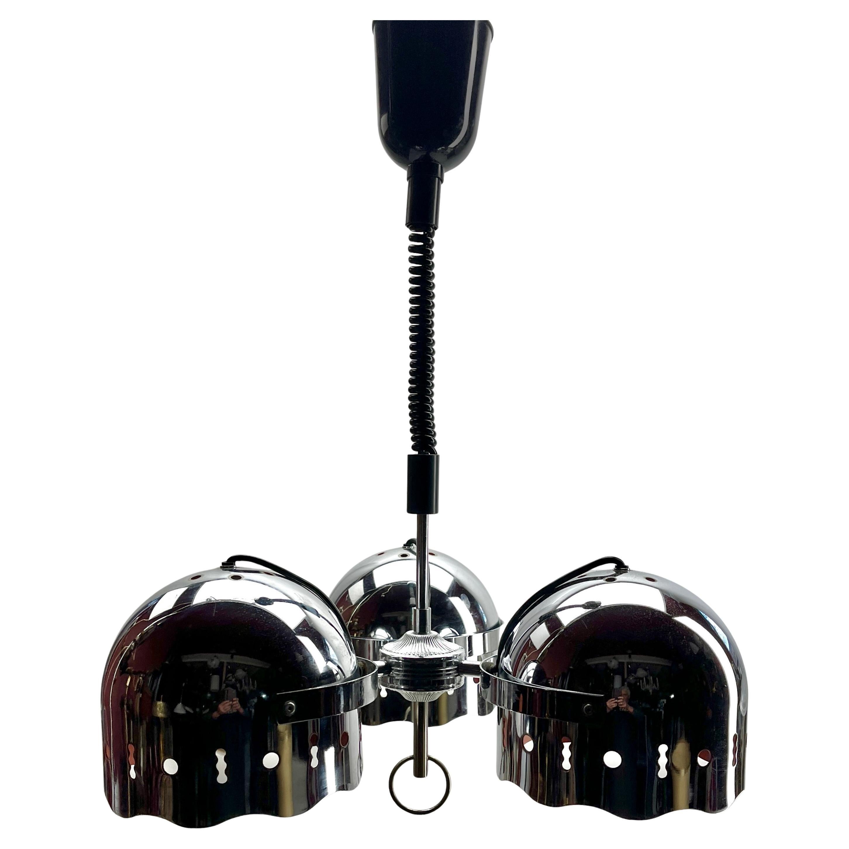 Metà XX secolo Lampada a sospensione con 3 luci a forma di bulbo oculare Goffredo Reggiani, 1960s in vendita