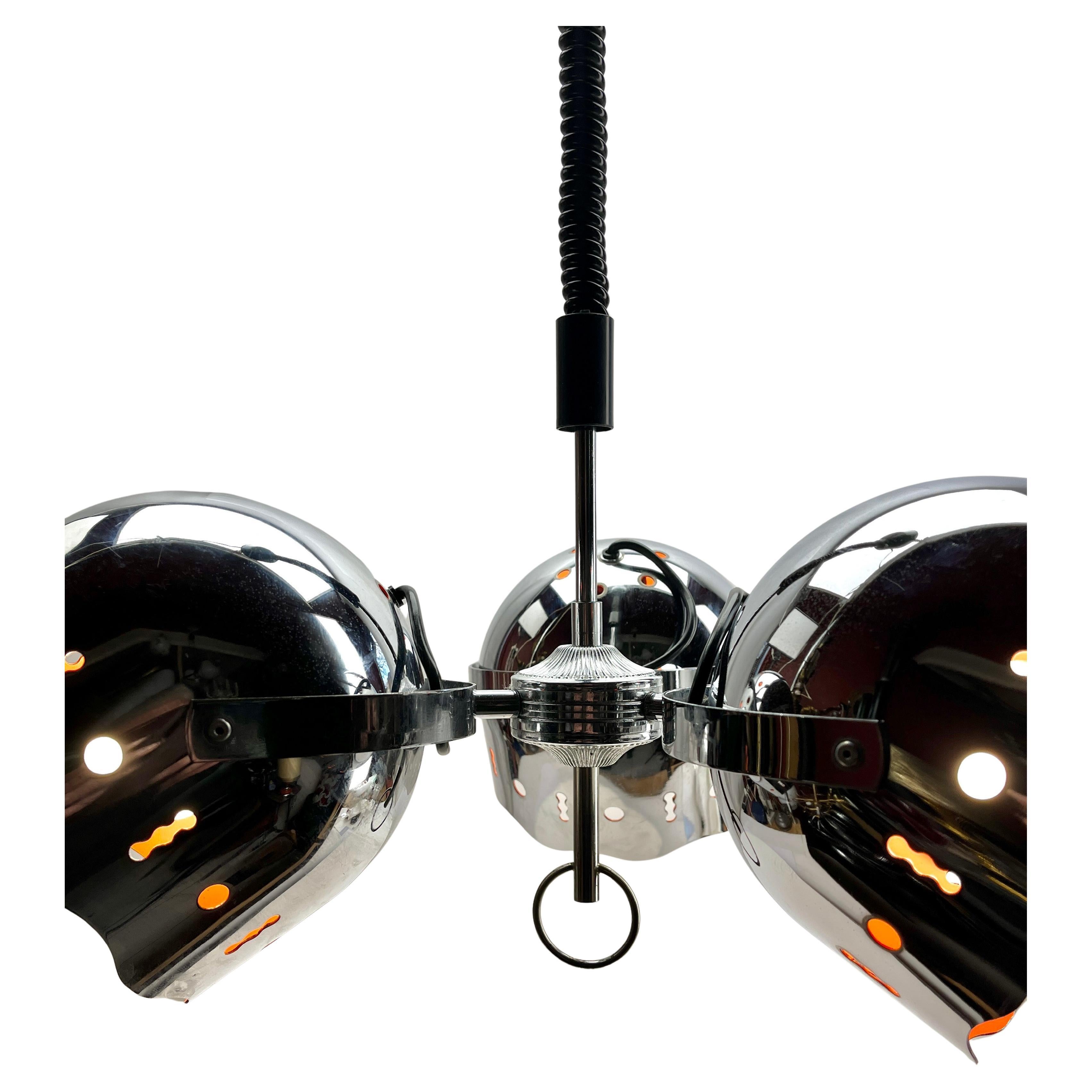 Lampada a sospensione con 3 luci a forma di bulbo oculare Goffredo Reggiani, 1960s in vendita 1