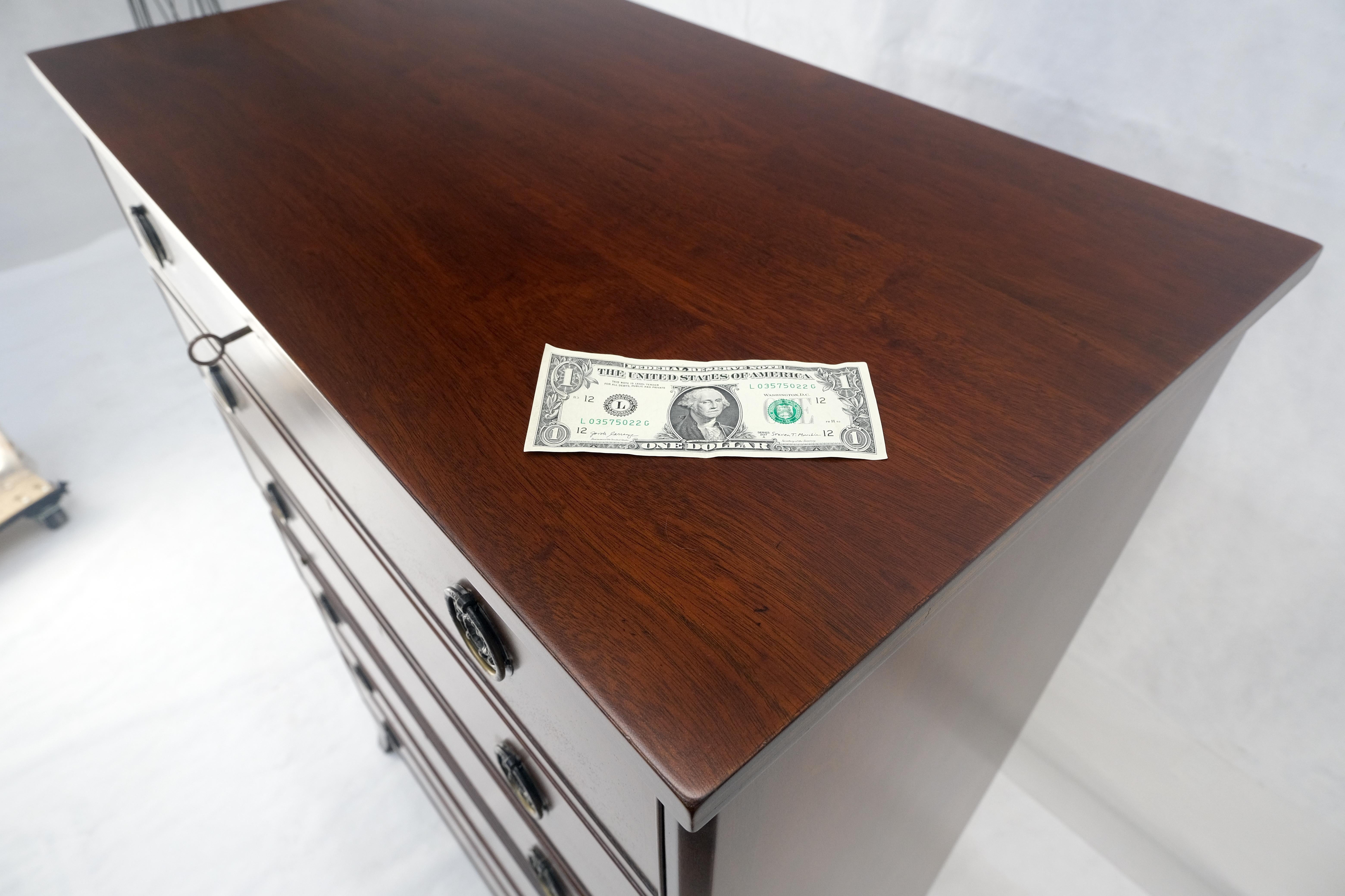 Pull Out Tray Desk Table 6 Inlayed Drawers Federal Style High Chest Dresser MINT For Sale 5