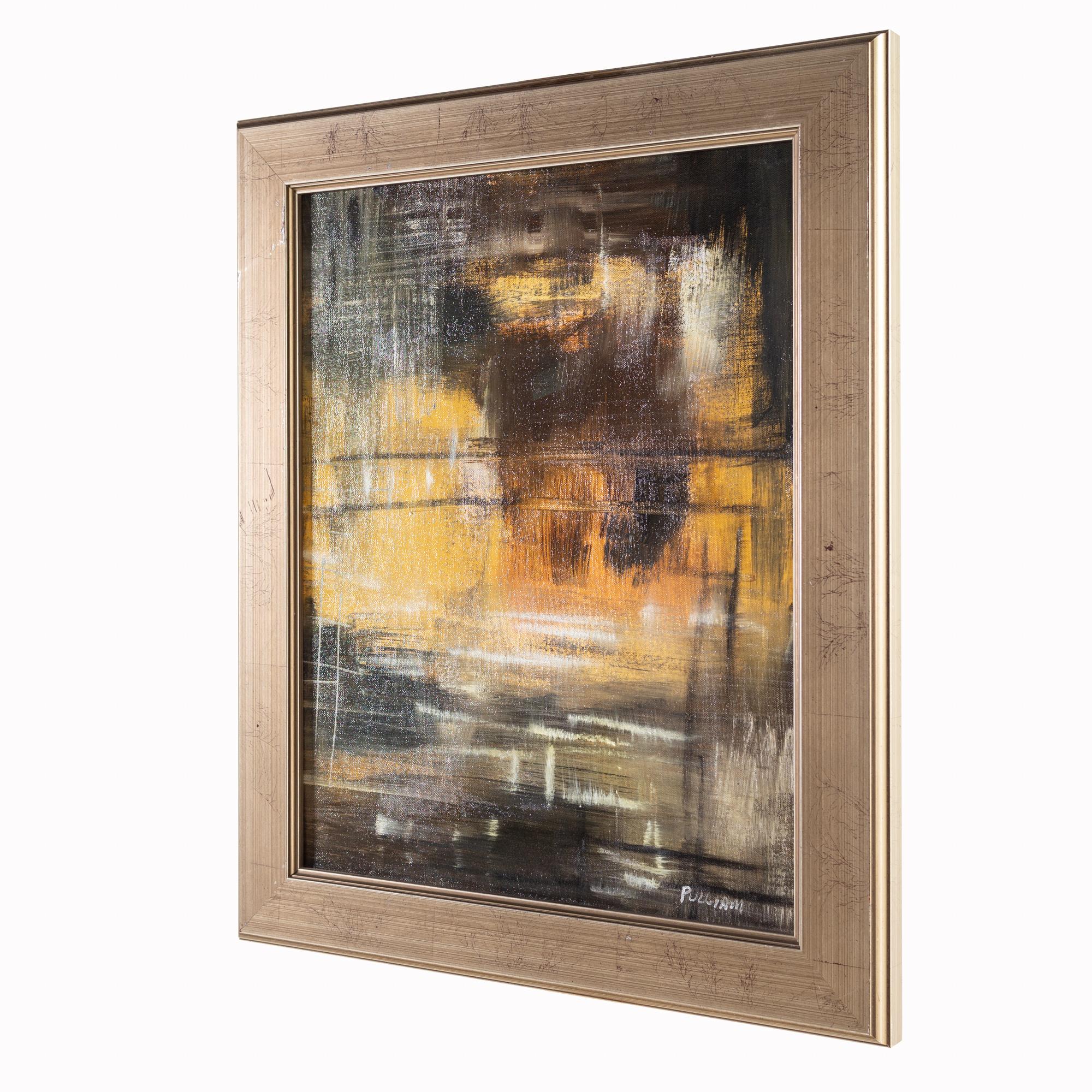 Moderne Peinture à l'huile sur toile encadrée abstraite de Pulliam en vente
