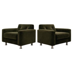 Pullman Armchairs by Jorge Zalszupin, Dark Olive Velvet, Brazil, 1970s