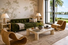 Pullman Sofa by Jorge Zalszupin in Olive Mohair Velvet and Rosewood