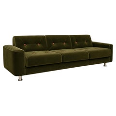 Pullman Sofa by Jorge Zalszupin in Olive Mohair Velvet and Rosewood