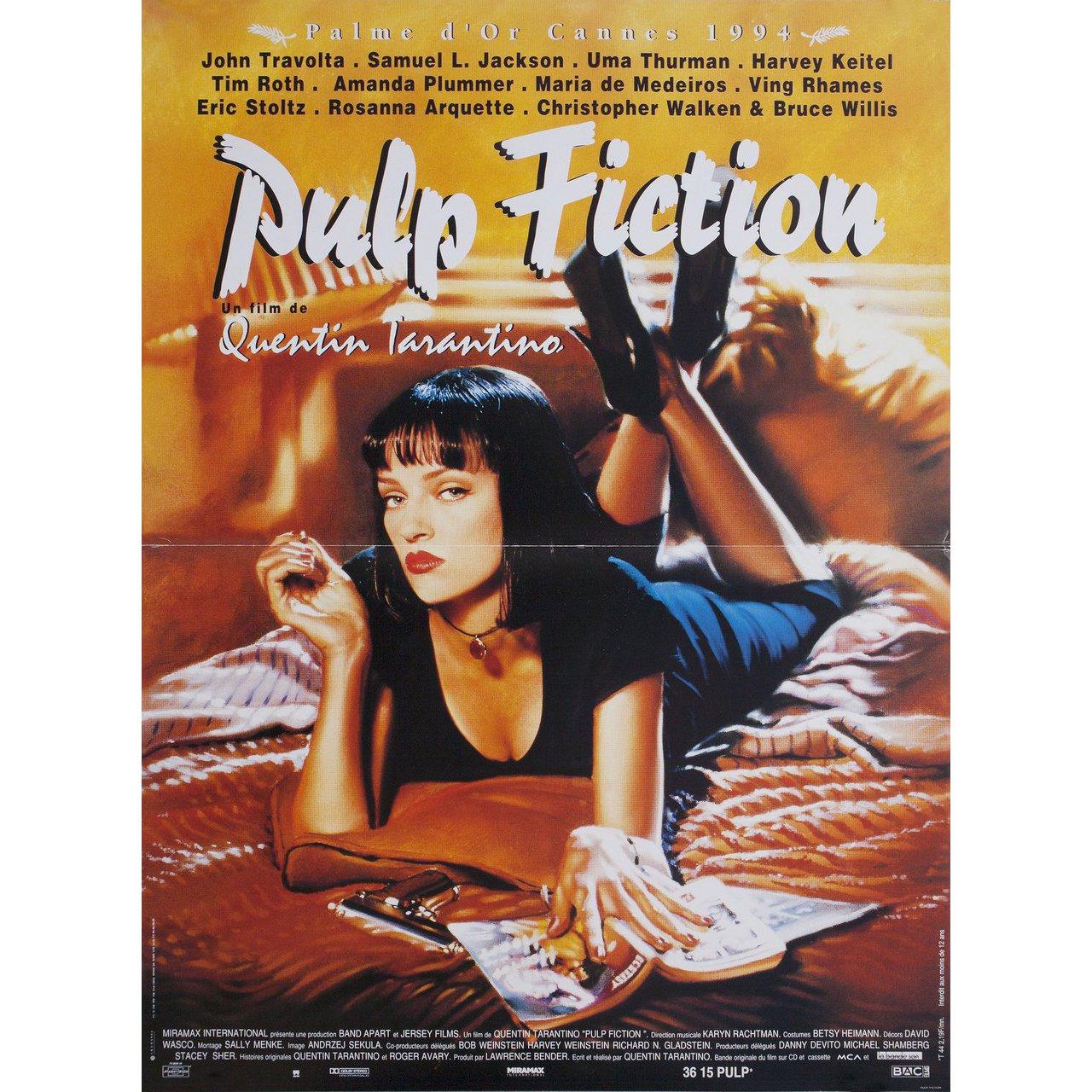 Original 1994 French petite poster for the film Pulp Fiction directed by Quentin Tarantino with Tim Roth / Amanda Plummer / Laura Lovelace / John Travolta. Fine condition, folded. Many original posters were issued folded or were subsequently folded.