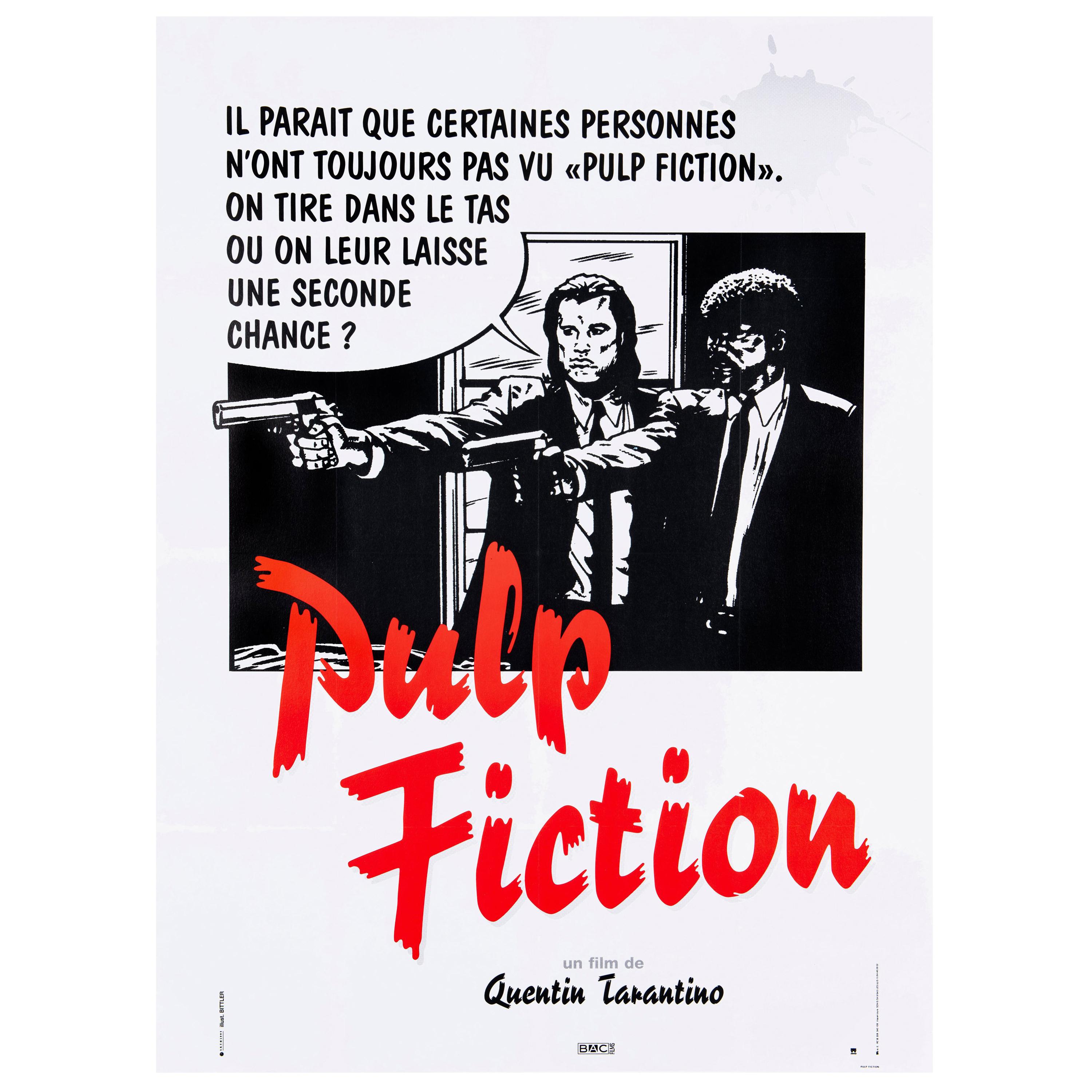 'Pulp Fiction' Original Vintage French Movie Poster by Bernard Bittler, 1994 For Sale