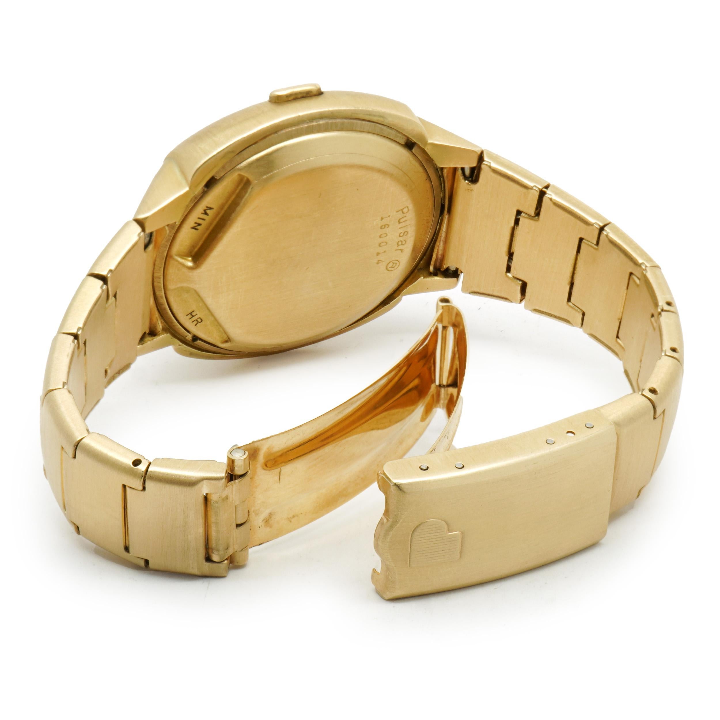Men's Pulsar 14k Yellow Gold Time Computer 41mm For Sale