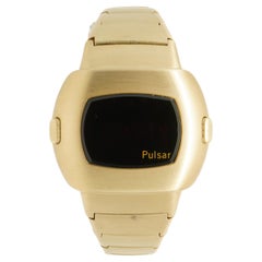 Vintage Pulsar 14k Yellow Gold Time Computer 41mm