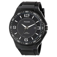 Used Pulsar Black PVD Stainless Steel Black Dial Quartz Mens Watch PS9225