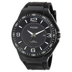 Pulsar Black PVD Stainless Steel Black Dial Quartz Mens Watch PS9225