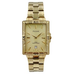 Pulsar Date Gold-Ton Edelstahl Champagner Zifferblatt Herren Quarzuhr PX4690