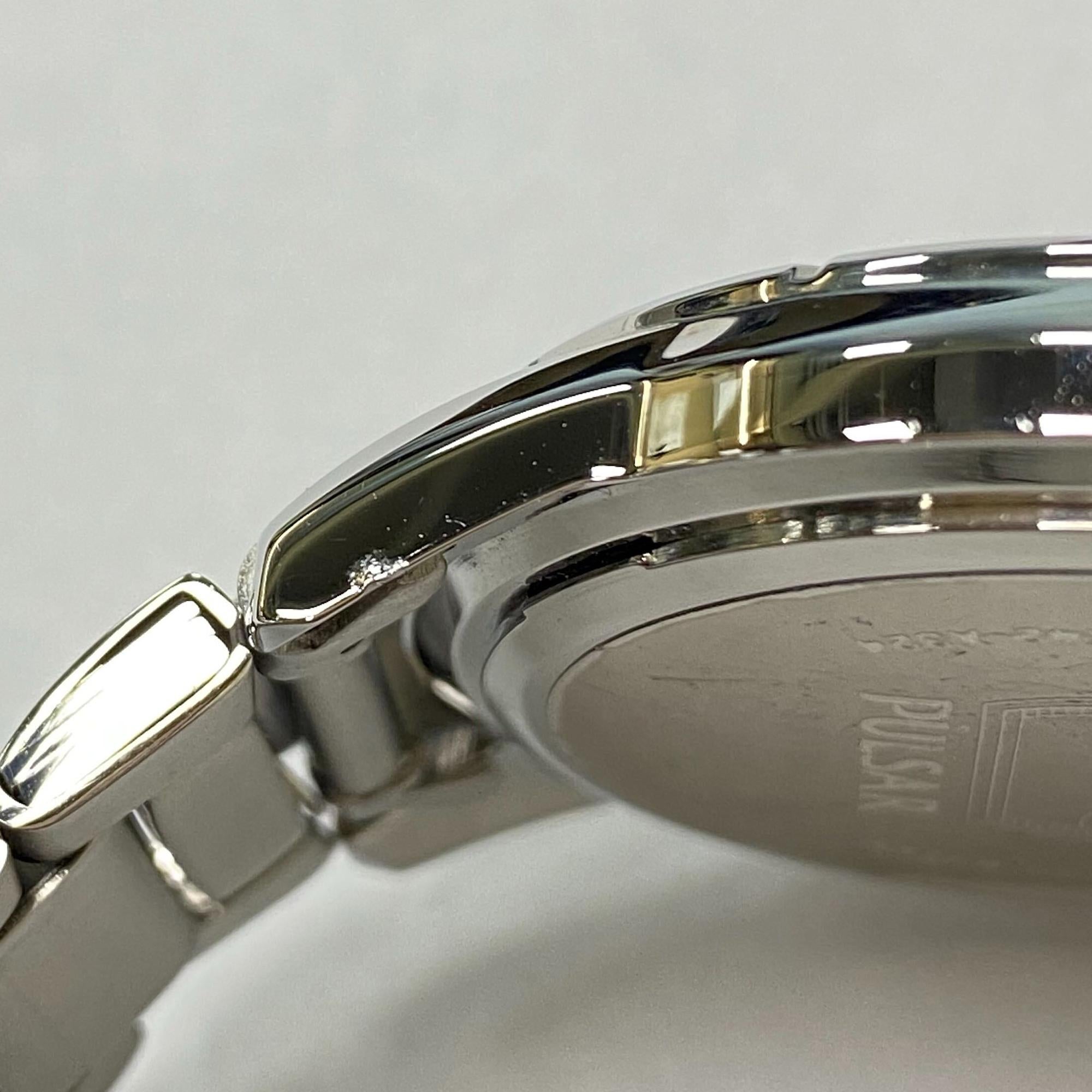 Men's Pulsar Date Stainless Steel Grey Dial Quartz Mens Watch VX42-X324