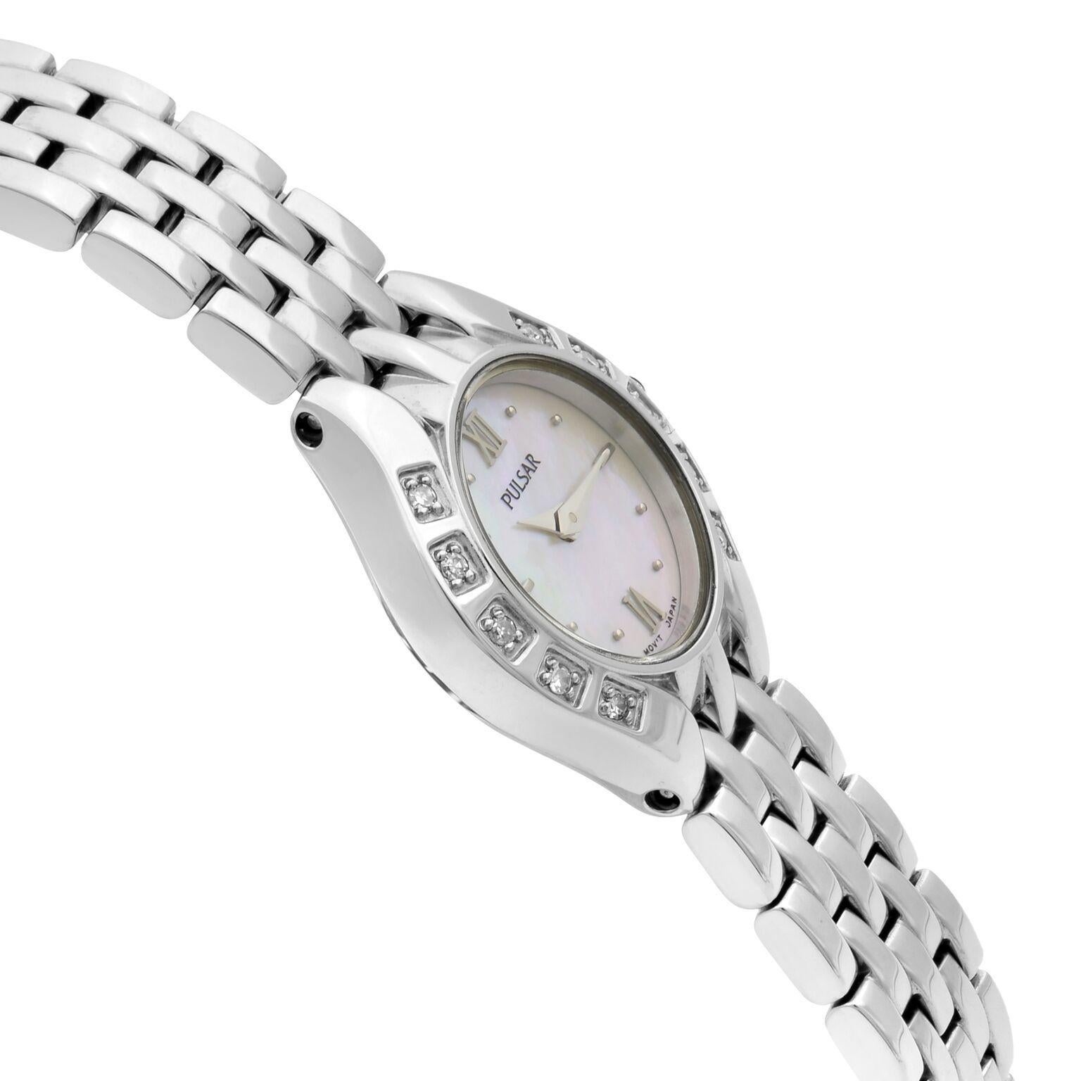 Pulsar Diamond Kollektion Stahl Rosa MOP Zifferblatt Quarz Damenuhr PEG-665 1