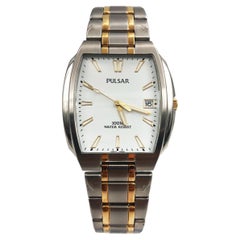 Pulsar Dress Date Acciaio Quadrante Bianco Indice Quarzo Orologio Uomo PXH406