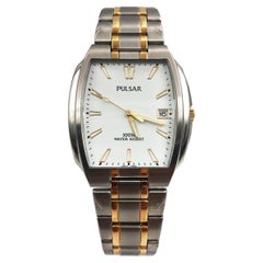 Pulsar Montre pour homme à quartz avec index blanc et cadran en acier avec date et date PXH406