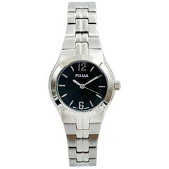 Pulsar Dress Stainless Steel Black Dial Quartz Ladies Watch PTC459