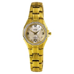 Used Pulsar Gold-Tone Stainless Steel Crystal MOP Dial Ladies Quartz Watch PXT800