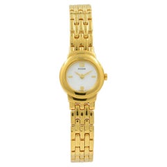 Used Pulsar Gold Tone Stainless Steel MOP Quartz Ladies Watch PEG642