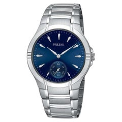 Pulsar Montre pour homme Pulsar en acier inoxydable avec cadran bleu et quartz du Japon PN4015