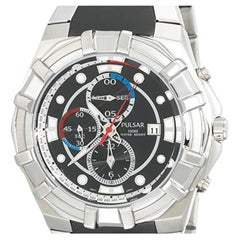 Pulsar Stainless Steel Date Chronograph Black Dial Quartz Mens Watch PF8259