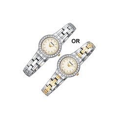 Pulsar Two Tone Stainless Steel White Sparkling Dial Quartz Women's Watch PEGC55