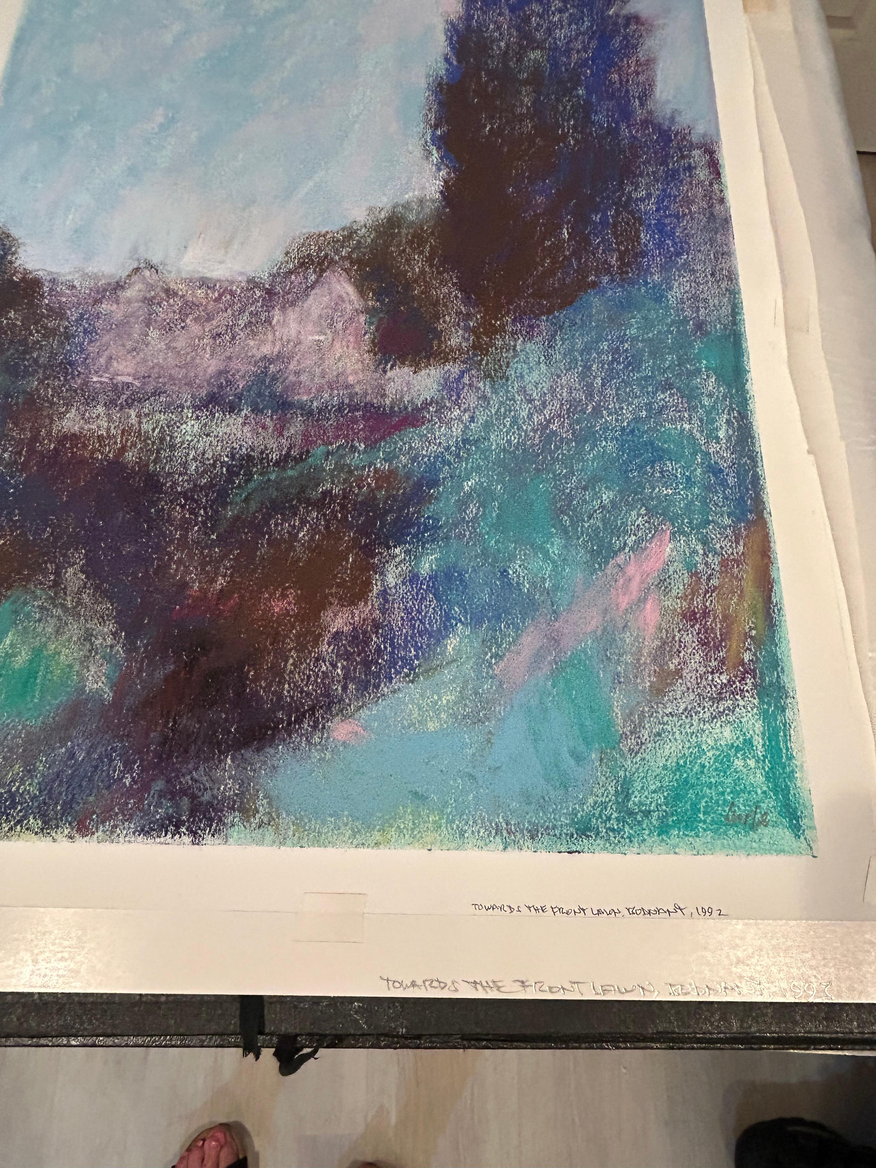 Modern Pulsating Pastel of Landscape in England by Thomas George For Sale