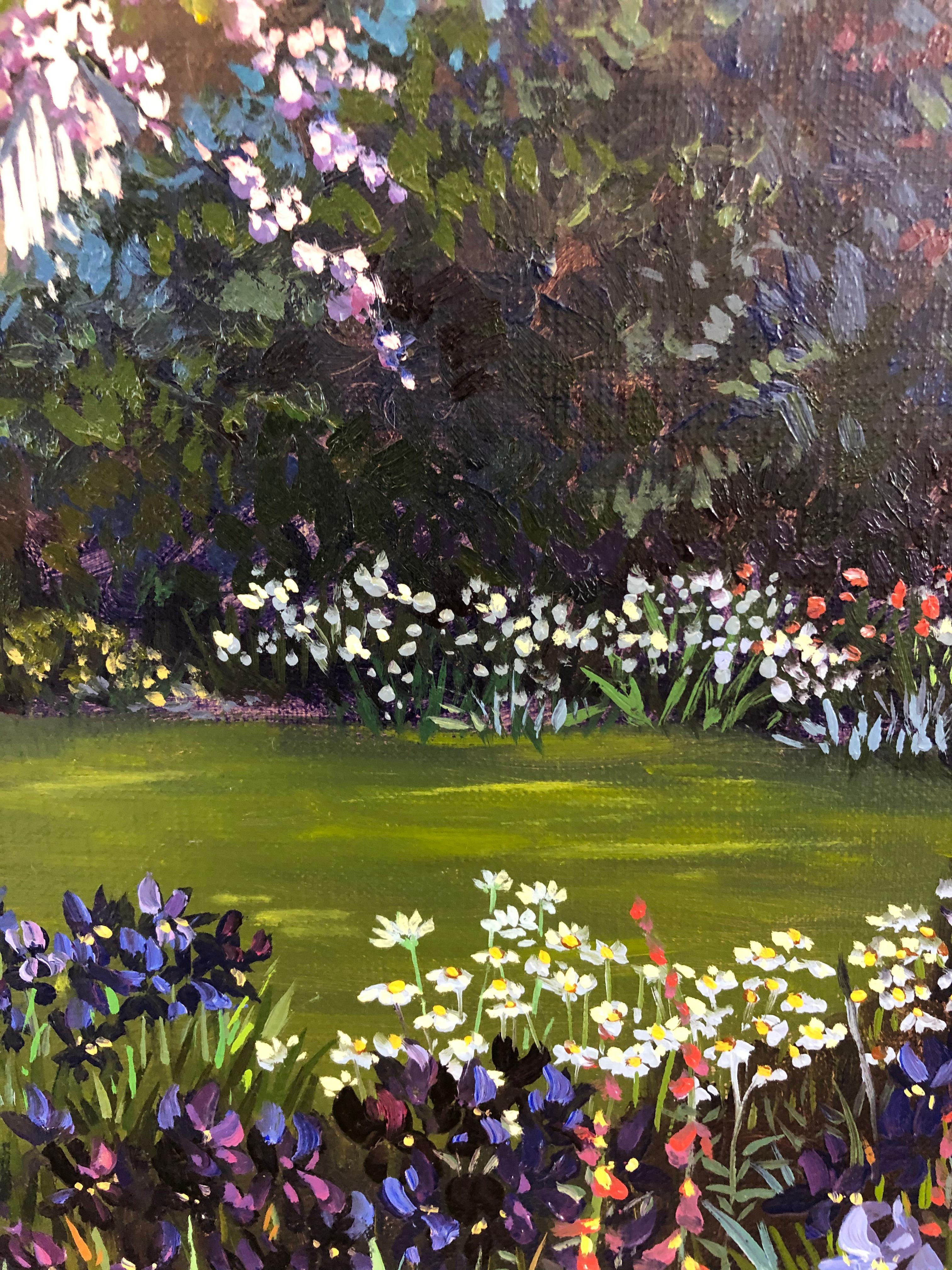 Late 20th Century Pulsatingly Alive Garden Landscape Painting by John Powell
