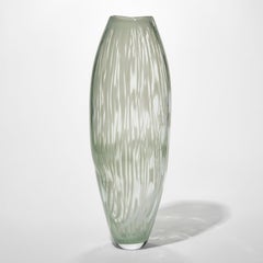 Pulse, a celadon & clear sculptural hand blown glass vase by Michèle Oberdieck