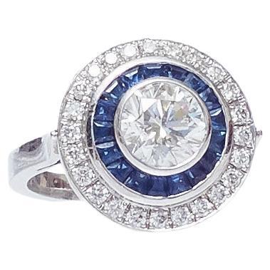 1.40 carat Diamond Sapphire Cocktail Ring For Sale