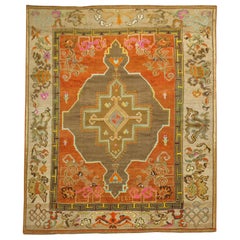 Pumpkin Color Turkish Kars Room Size Rug Dated 1931