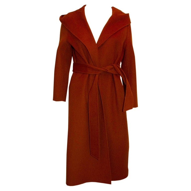 Pumpkin Colour Wool Max Mara Coat with Hood For Sale at 1stDibs